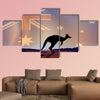  Illustration of an Australian flag and a kangaroo multi panel canvas wall art