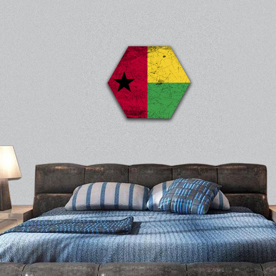 Flag of Guinea-Bissau with old texture hexagonal canvas wall art