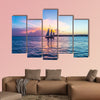 Sunset at Key West with sailing boat and bright sky multi panel canvas wall art