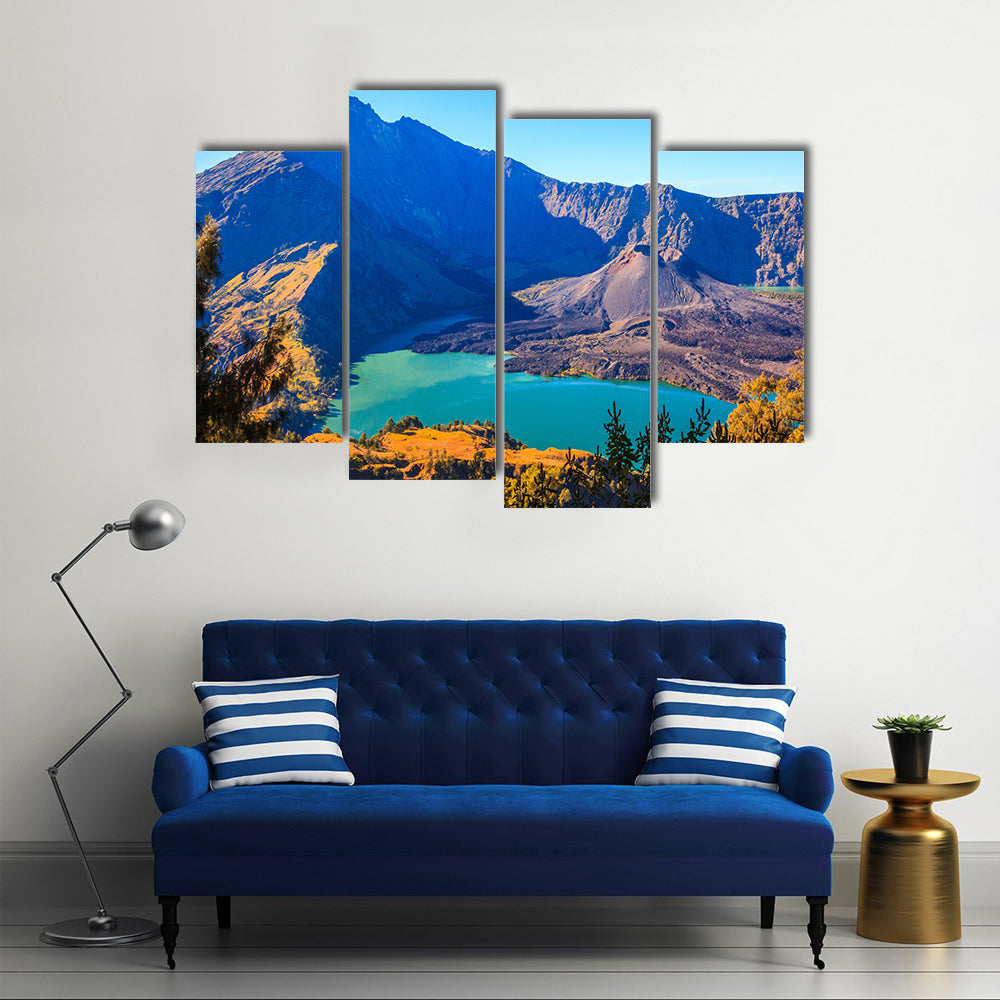 Panorama view of Mountain Rinjani at Lombok island of Indonesia Multi panel canvas wall art