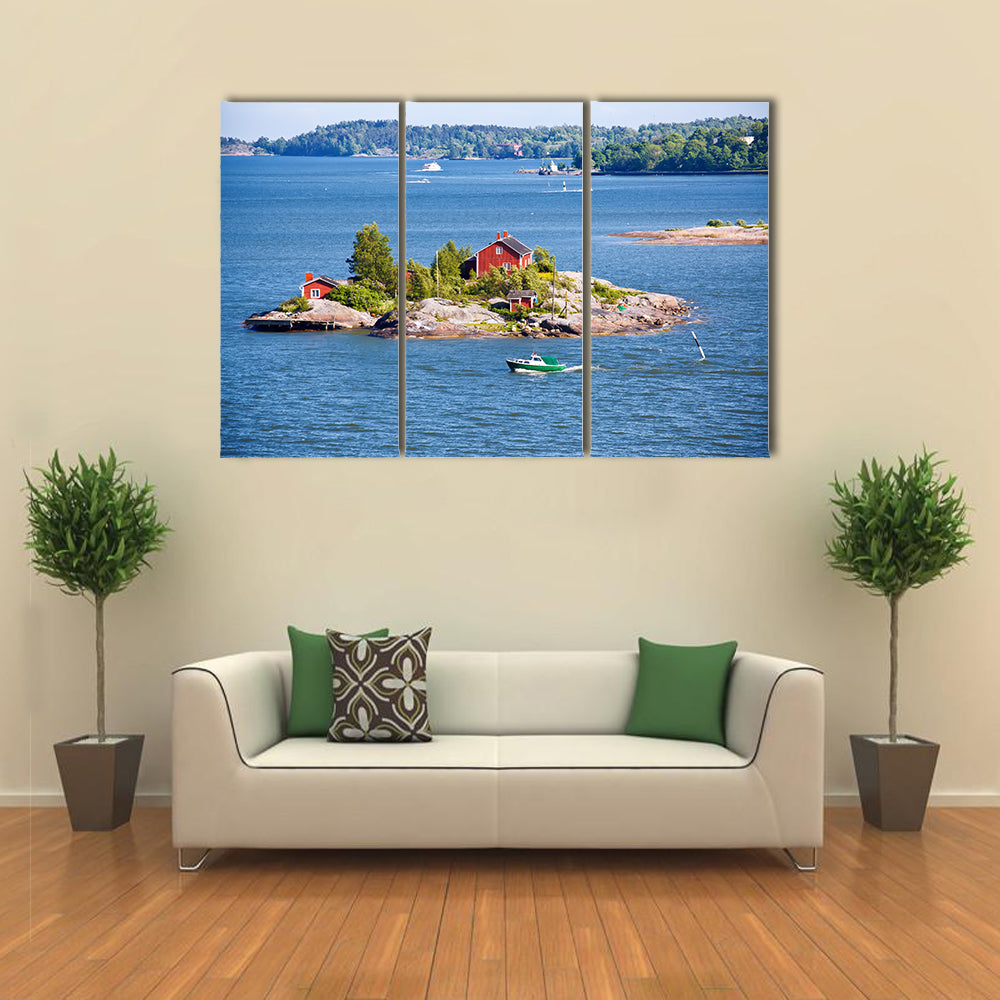 House on island in Baltic Sea, Helsinki, Finland multi panel canvas wall art