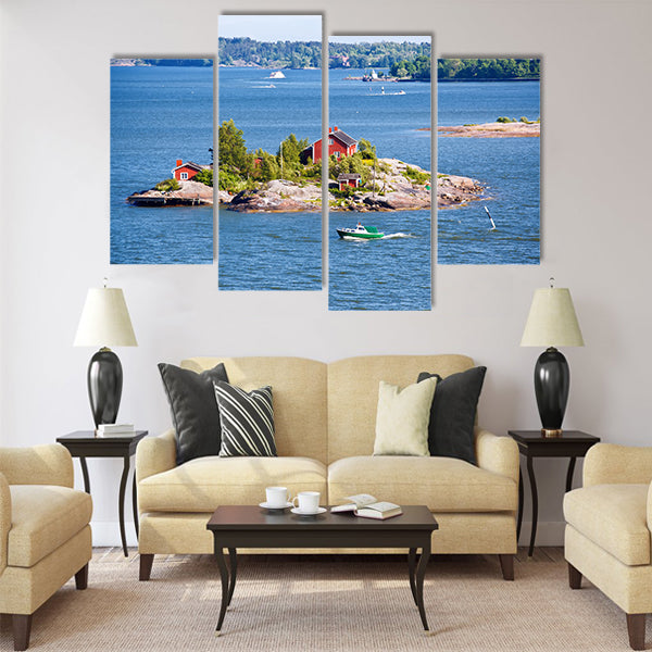 House on island in Baltic sea, Helsinki Multi panel canvas wall art