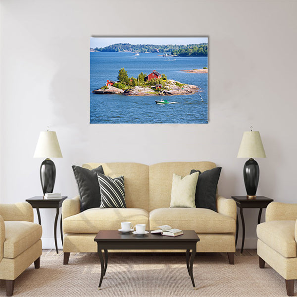 House on island in Baltic sea, Helsinki, Finland Multi panel canvas wall art