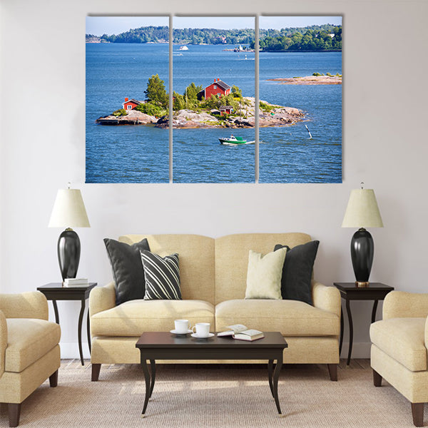 House on island in Baltic sea, Helsinki, Finland Multi panel canvas wall art