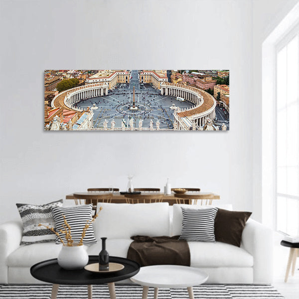 St. Peter Square and Rome ,Dome of St. Peter Basilica, Vatican panoramic canvas wall art