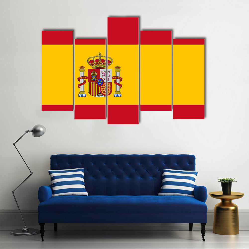 Clean flag of Spain, Europe, vector illustration Multi panel canvas wall art