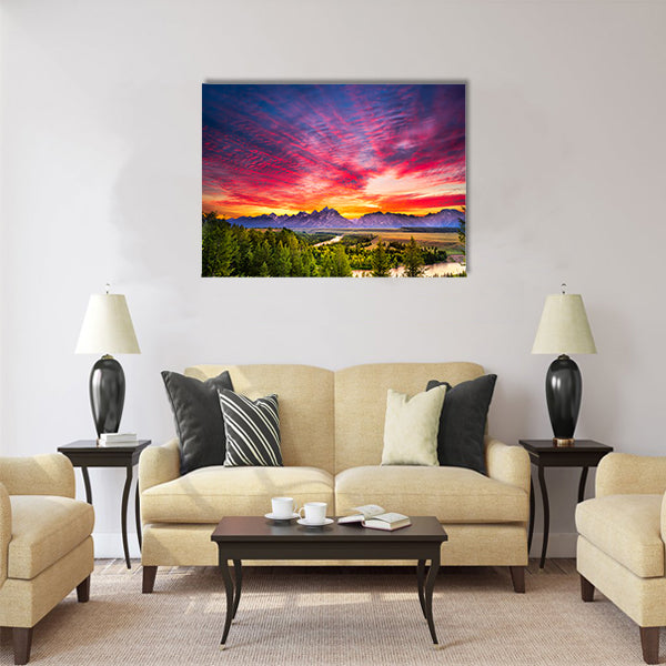 Colorful sunset at Snake River Multi panel canvas wall art