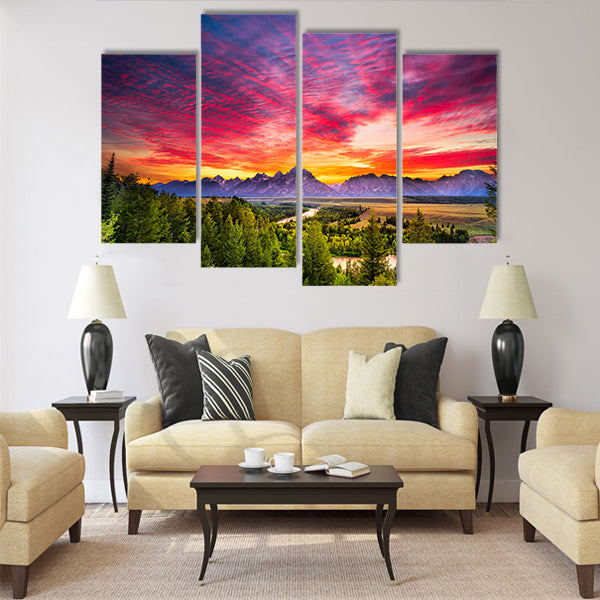 Copy of Colorful sunset at Snake River Multi panel canvas wall art