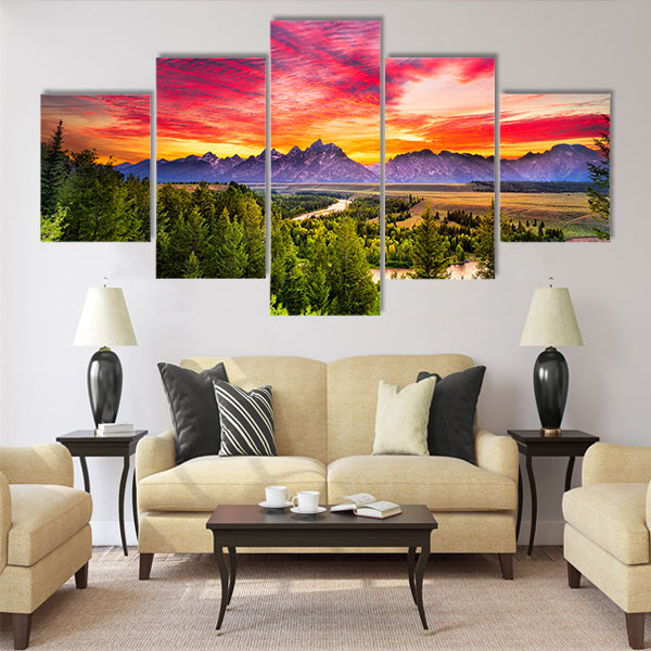 Copy of Colorful sunset at Snake River Multi panel canvas wall art