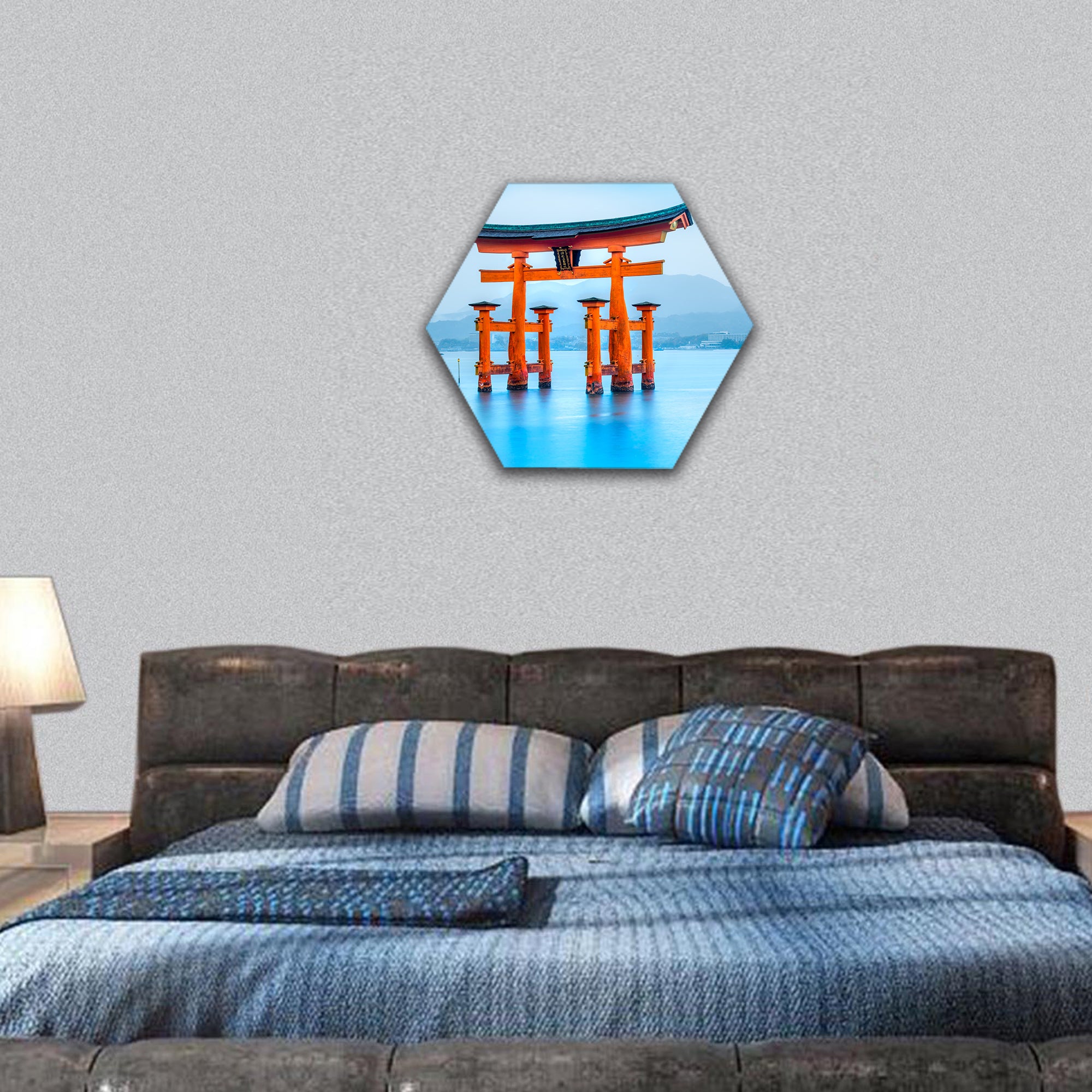 Famous Floating Torii gate, Japan hexagonal canvas wall art
