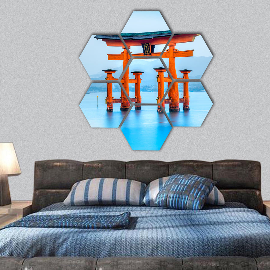 Famous Floating Torii gate, Japan hexagonal canvas wall art