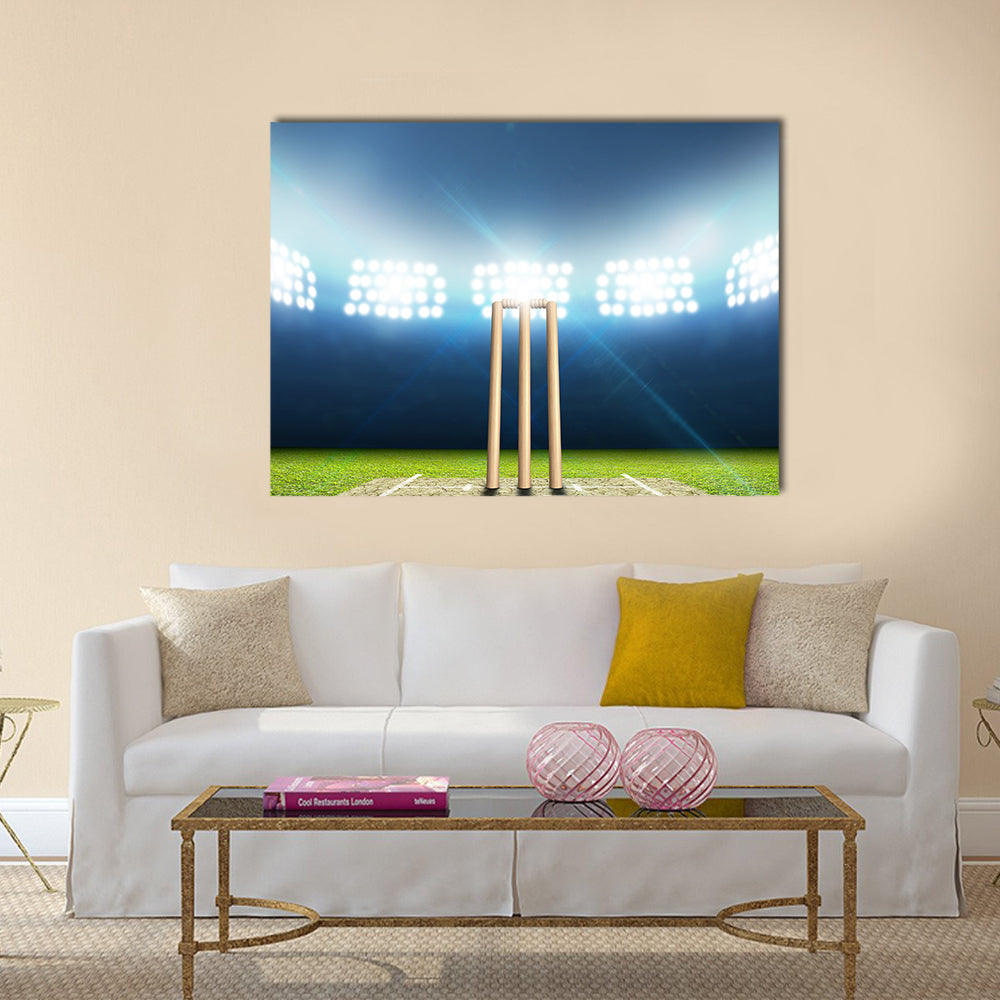 A cricket stadium with cricket pitch Multi panel canvas Wall art