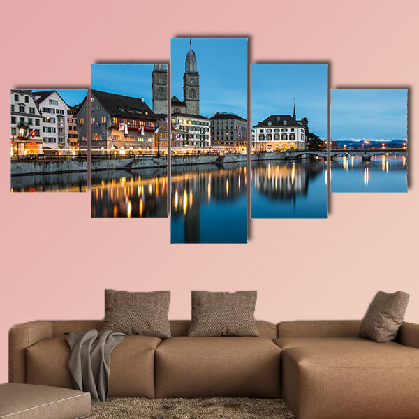 Zurich cityscape multi panel canvas wall art