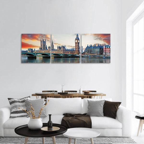 London - Big ben and houses of parliament, UK panoramic canvas wall art