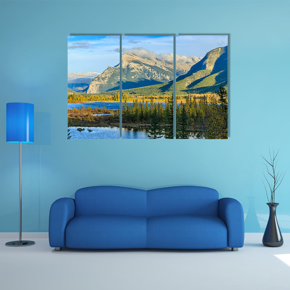 Vermillion Lake and Mount Rundle multi panel canvas wall art