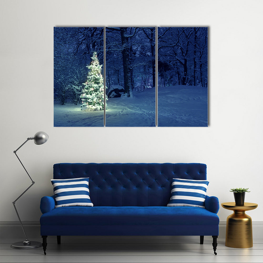The Snow Has Covered Everything, Including The Christmas Tree, Multi Panel Canvas Wall Art