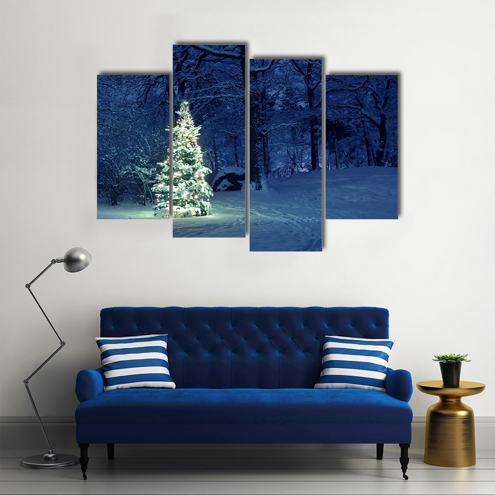 The Snow Has Covered Everything, Including The Christmas Tree, Multi Panel Canvas Wall Art