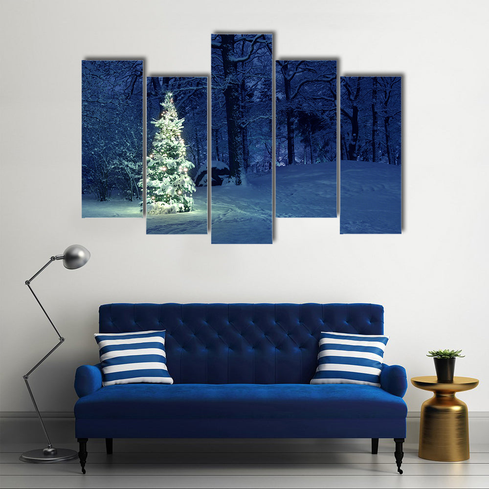 The Snow Has Covered Everything, Including The Christmas Tree, Multi Panel Canvas Wall Art