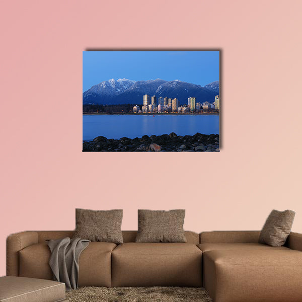 Downtown Vancouver and grouse mountain Multi panel canvas wall art