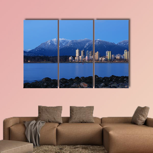 Downtown Vancouver and grouse mountain Multi panel canvas wall art