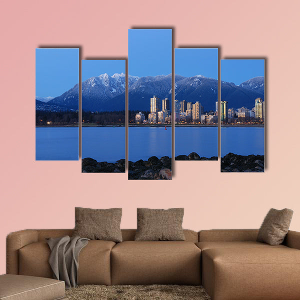 Downtown vancouver and grouse mountain Multi panel canvas wall art