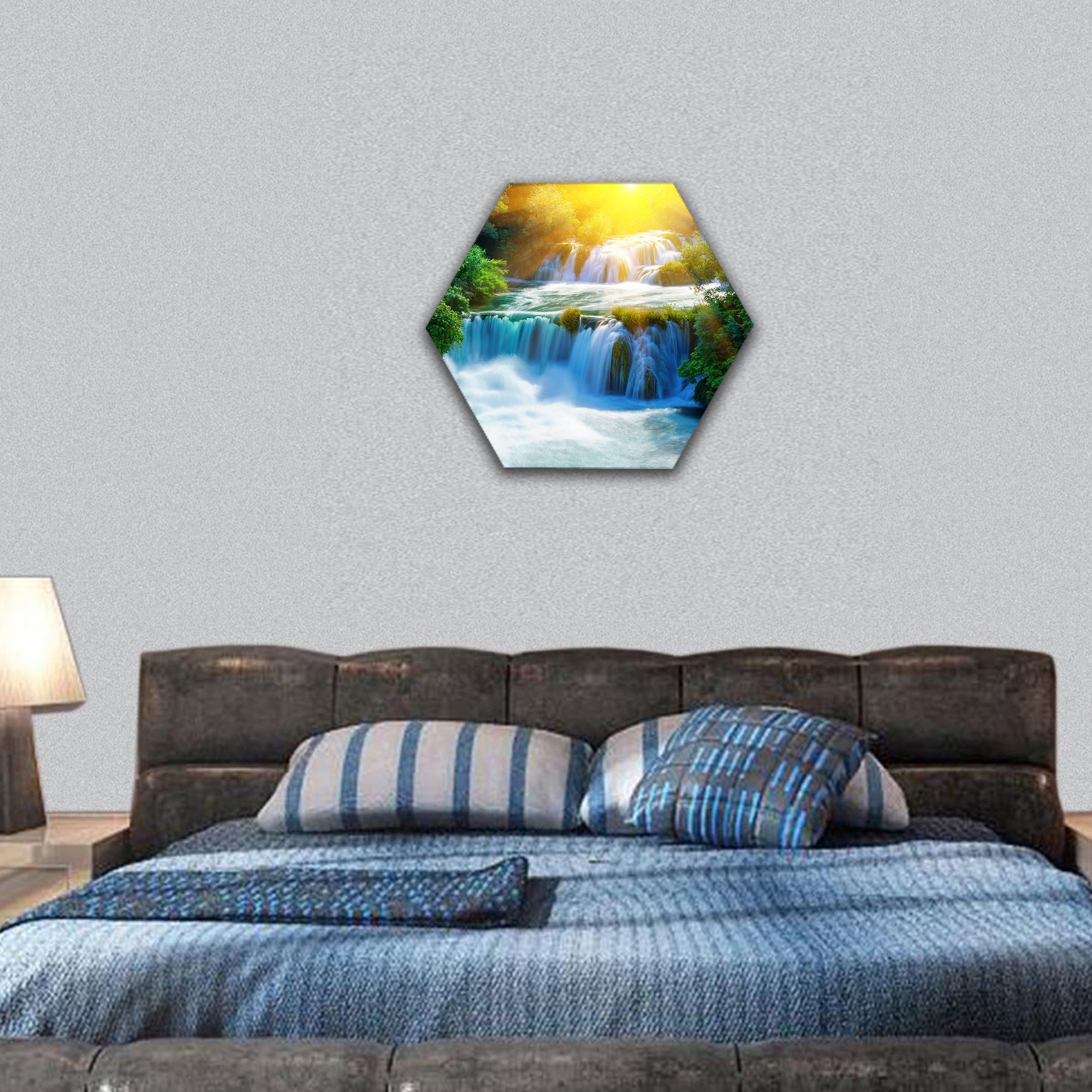 Waterfalls Krka, National Park, Dalmatia hexagonal canvas wall art