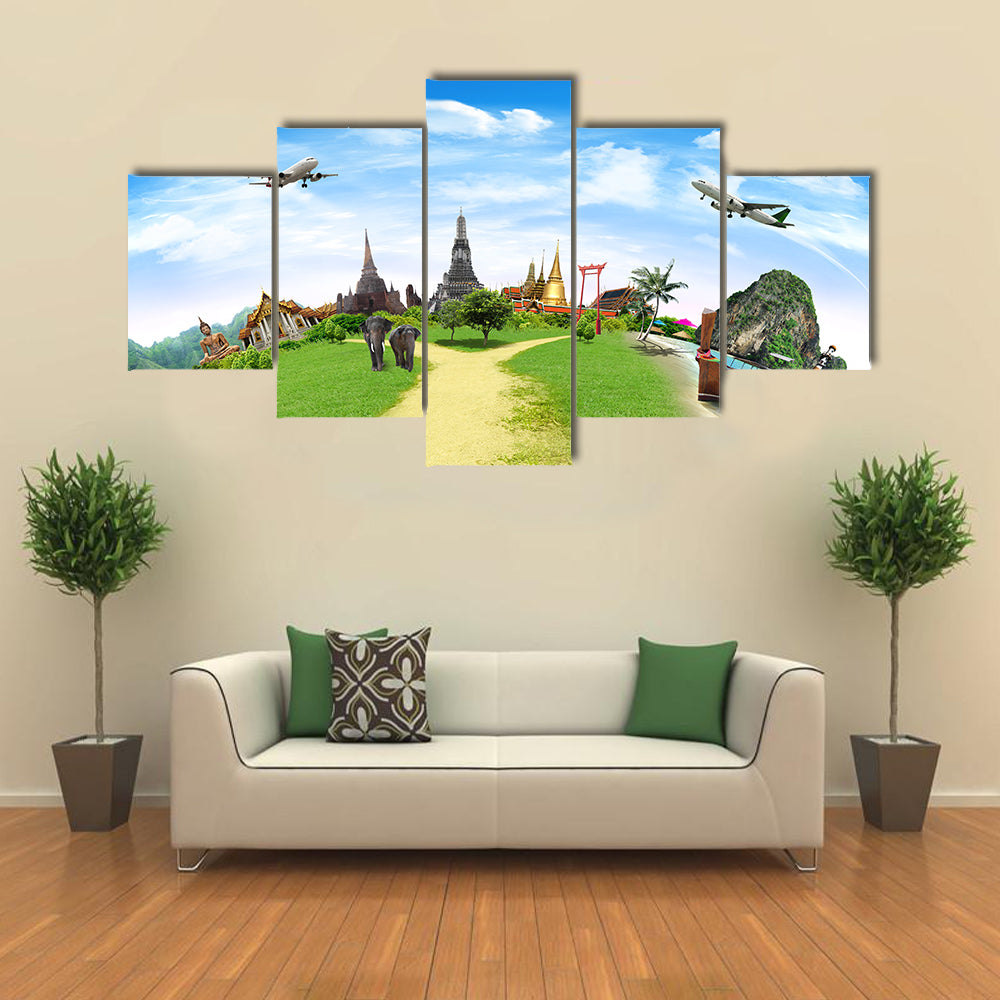 Travel concept, Thailand Multi panel canvas wall art