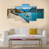 Harbour and boats at Boka Kotor bay (Boka Kotorska), Montenegro, Europe. Multi Panel Canvas Wall Art