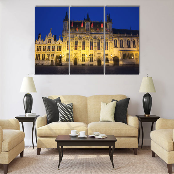 The Town Hall and the Burg Square in Bruges Multi panel canvas wall art