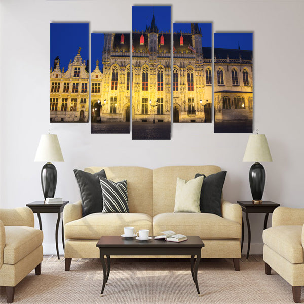 The Town Hall and the Burg Square in Bruges Multi panel canvas wall art