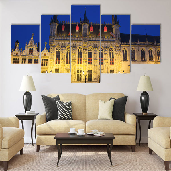 The Town Hall and the Burg Square in Bruges Multi panel canvas wall art