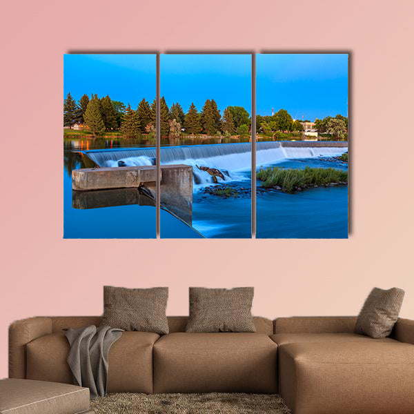The small waterfall on Snake River, Idaho Falls Multi panel canvas wall art
