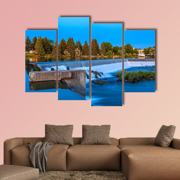 The small waterfall on Snake River, Idaho Falls Multi panel canvas wall art