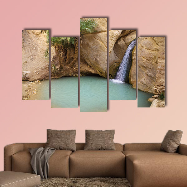 View of mountain oasis Chebika, Sahara desert, Tunisia, Africa multi panel canvas wall art