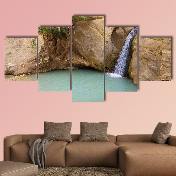 View of mountain oasis Chebika, Sahara desert, Tunisia, Africa multi panel canvas wall art