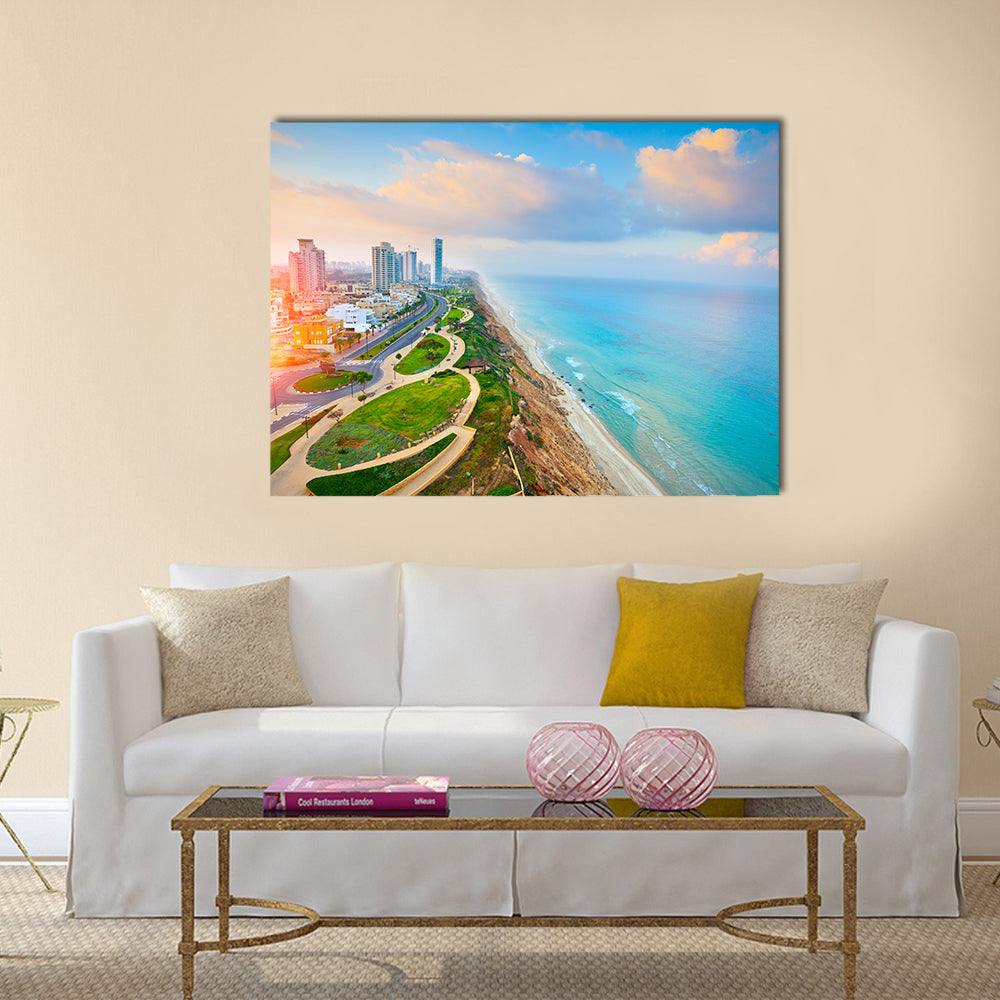 Panoramic view of Netanya city, Israel Multi Panel Canvas Wall Art