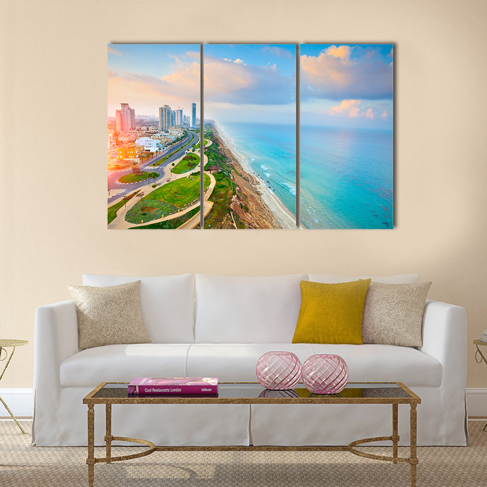 Panoramic view of Netanya city, Israel Multi Panel Canvas Wall Art