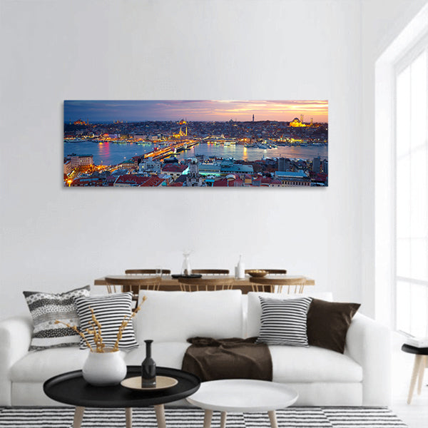 Istanbul Sunset panoramic canvas wall art
