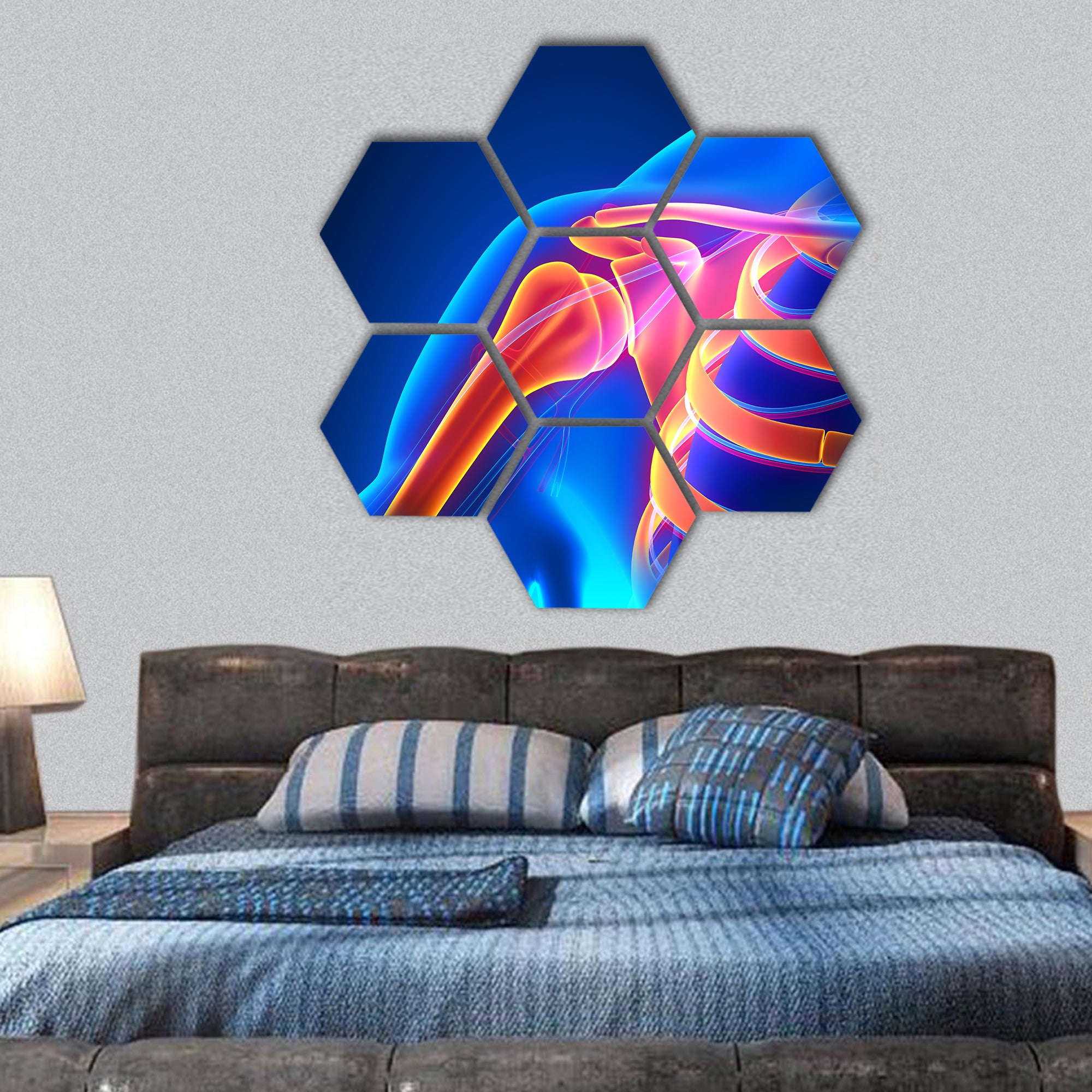 Shoulder Joint Anatomy Pain concept hexagonal canvas wall art