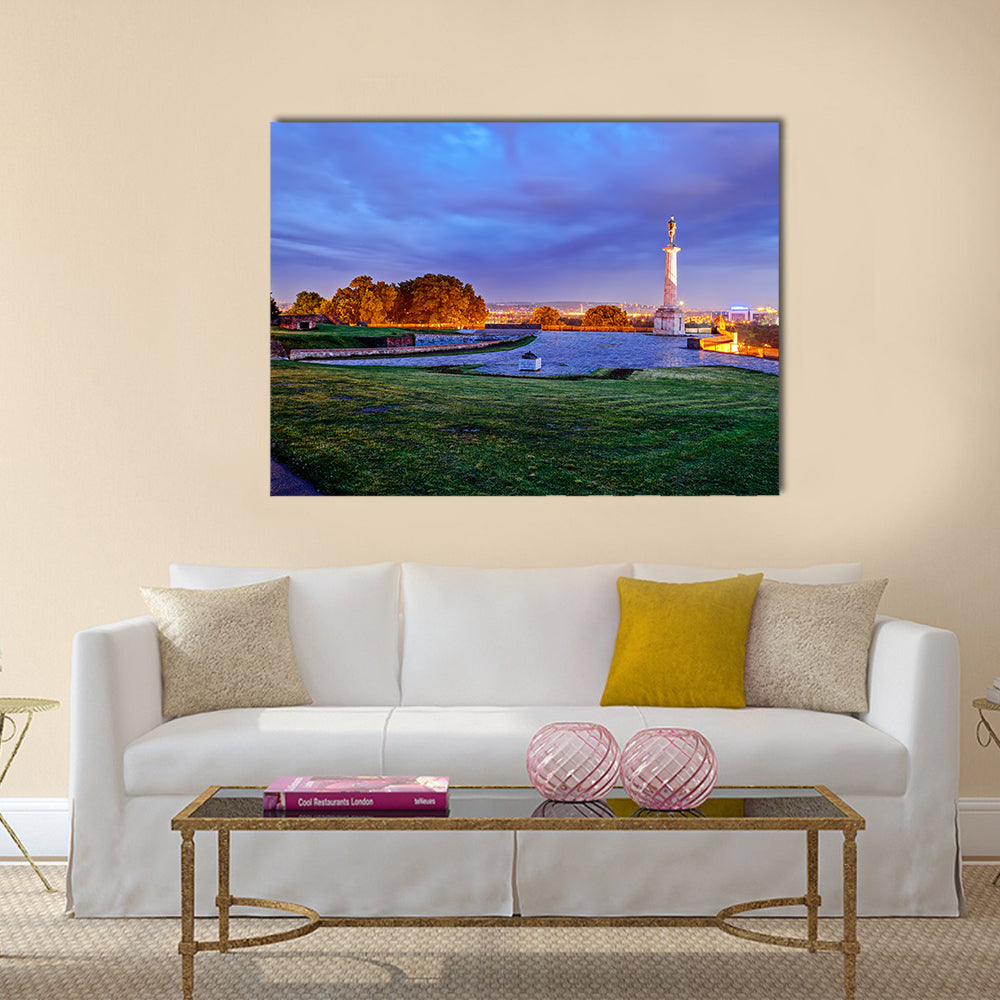 Belgrade fortress at night, Serbia Multi panel canvas wall art