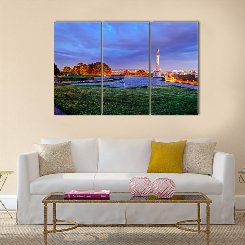 Belgrade fortress at night, Serbia Multi panel canvas wall art