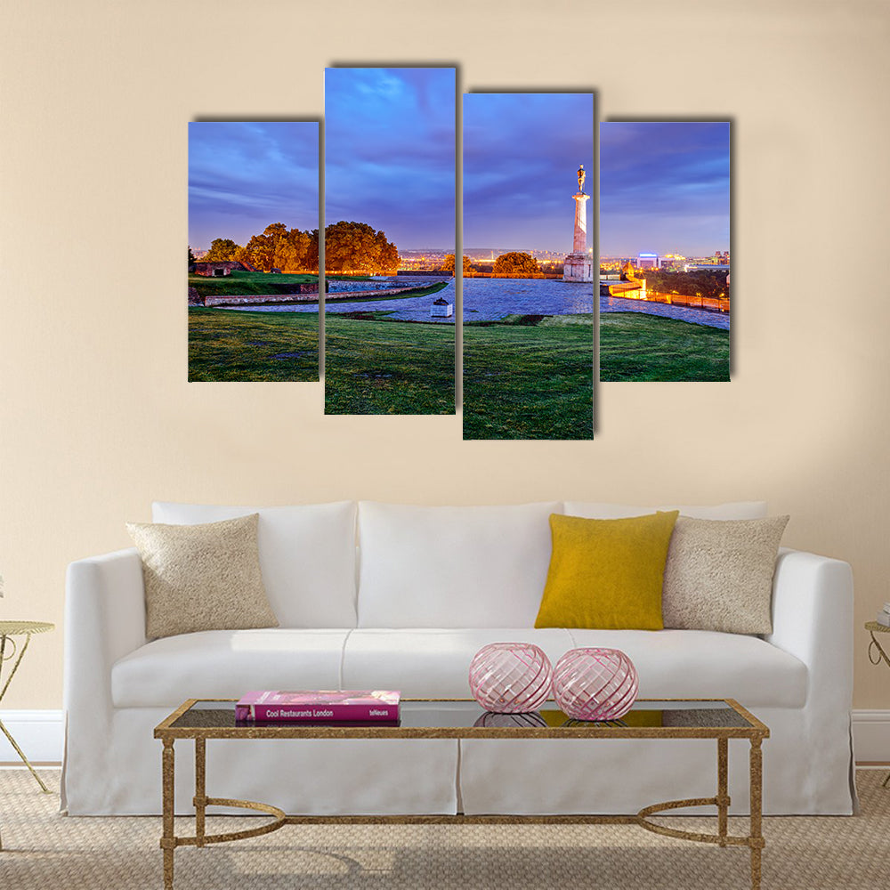 Belgrade fortress at night, Serbia Multi panel canvas wall art