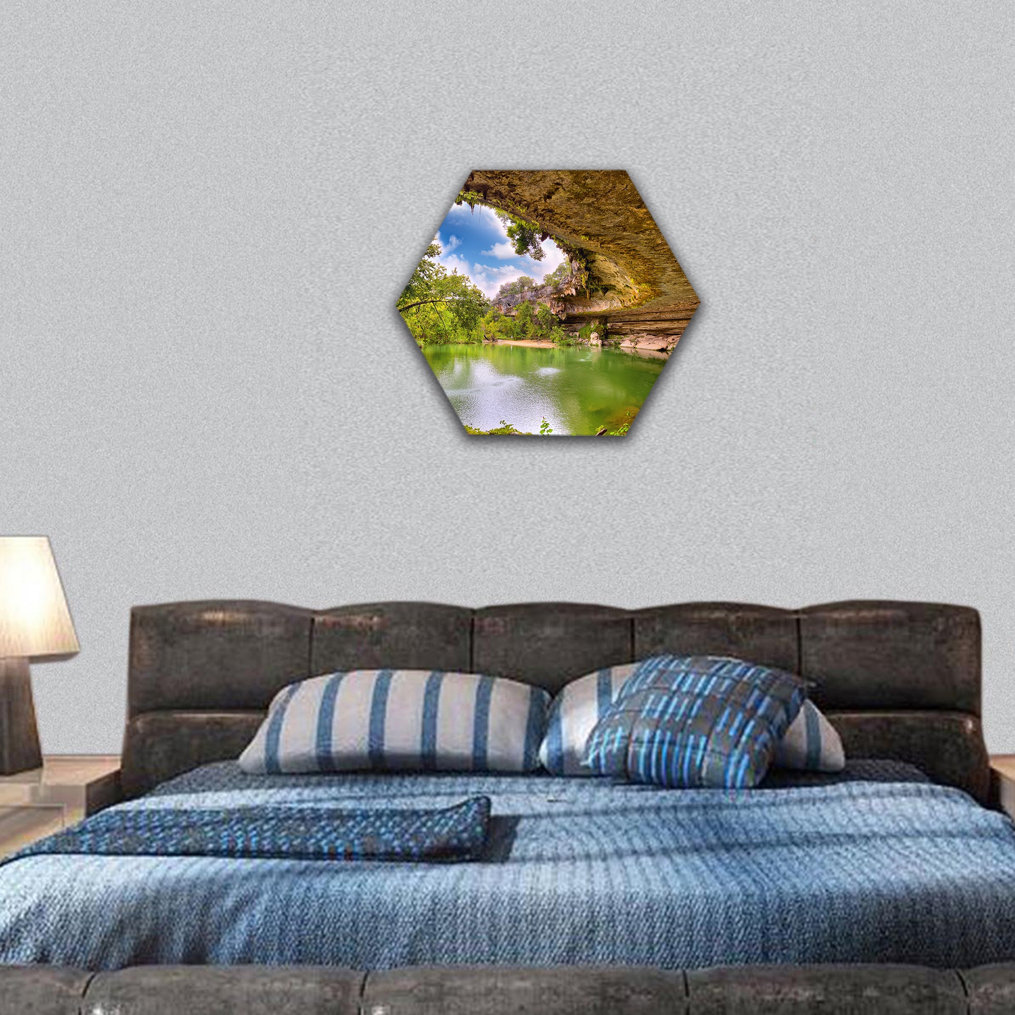 Hamilton Pool sink hole, Texas, United States hexagonal canvas wall art