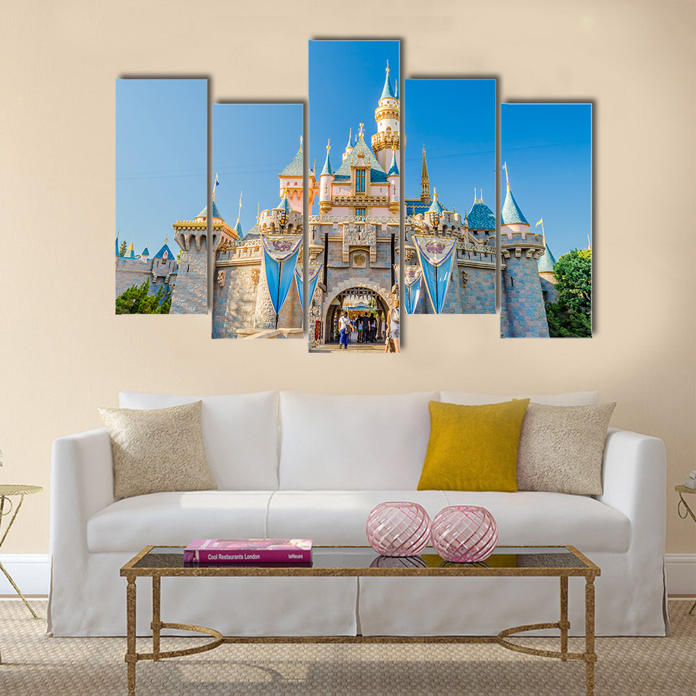 Sleeping Beauty Castle at Disneyland Park Multi Panel Canvas Wall Art