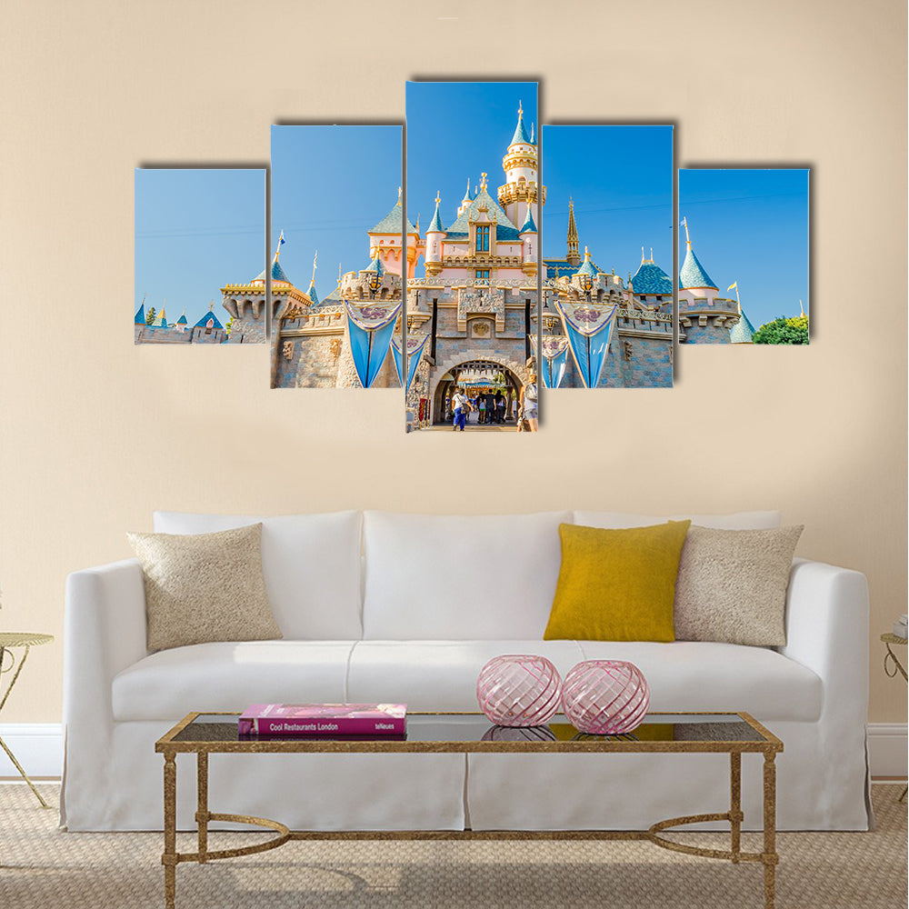 Sleeping Beauty Castle at Disneyland Park Multi Panel Canvas Wall Art