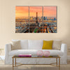 Wide angle view of Paris at twilight. France Multi panel canvas wall art