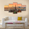 Wide angle view of Paris at twilight. France Multi panel canvas wall art