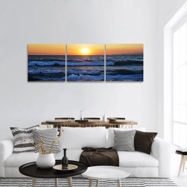 Sunset on a Aegean sea in Greece panoramic canvas wall art