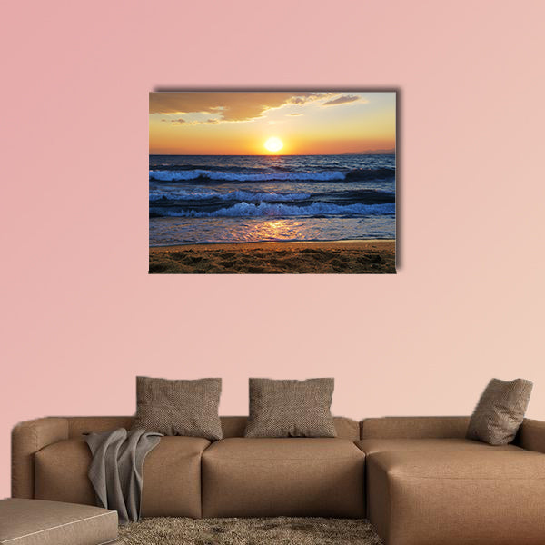 Sunset on a Aegean sea in Greece Multi panel canvas wall art
