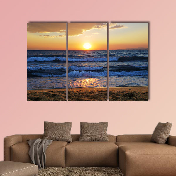 Sunset on a Aegean sea in Greece Multi panel canvas wall art